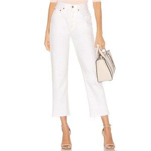 RE/DONE Originals High Rise Stove Pipe Jeans in White - Size 27